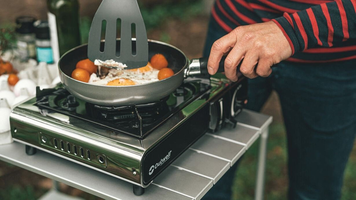 Outwell Appetizer Solo 1 Burner Compact Portable Gas Stove, Silver Grey