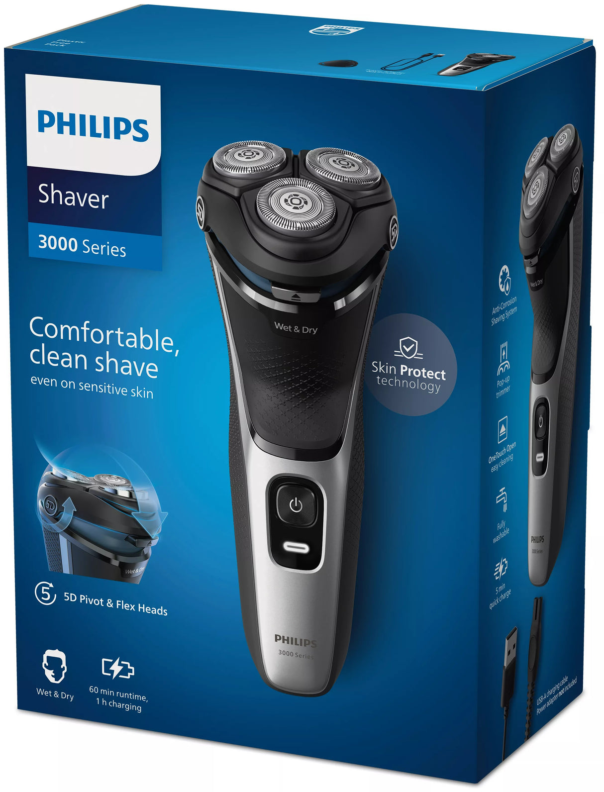 EAN 8720689018531 - Philips 3000 series S3143/00 afeitadora Máquina de afeitar de rotación Recortadora Negro, Plata imagen 5
