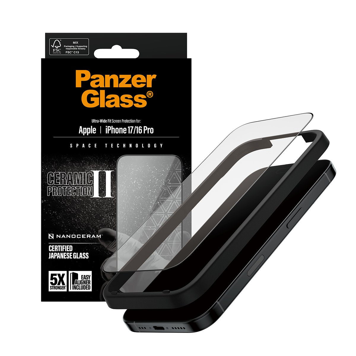 Panzerglass Ceramic Ii Screen Protector Iphone 17/ Iphone 16 Pro Ultra-Wide Fit