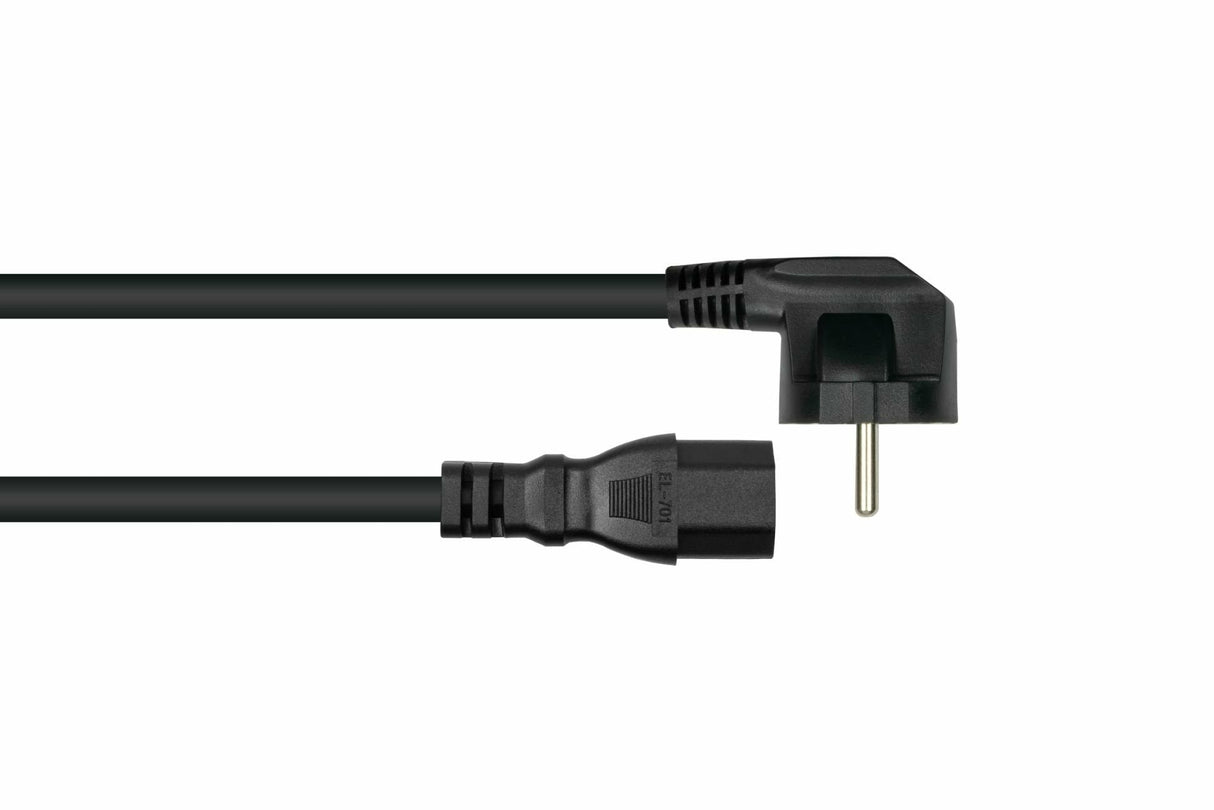 Cablemeimer Schutzkontakt-M. 90° Gew. An C15 Negro 5m