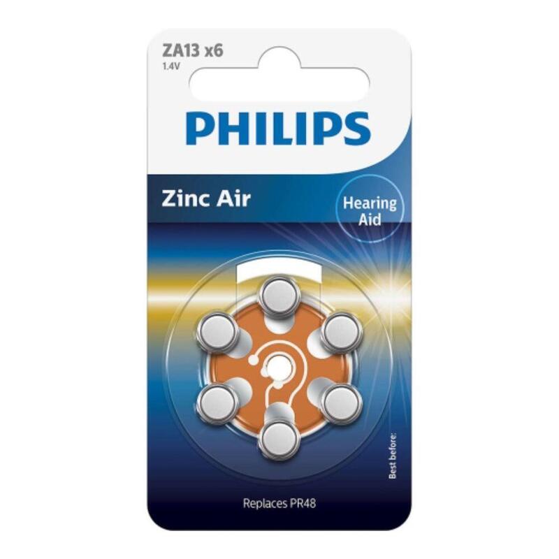1x6 Philips Zinc-Air Pr48 / 13 Hörgeräte Batterie