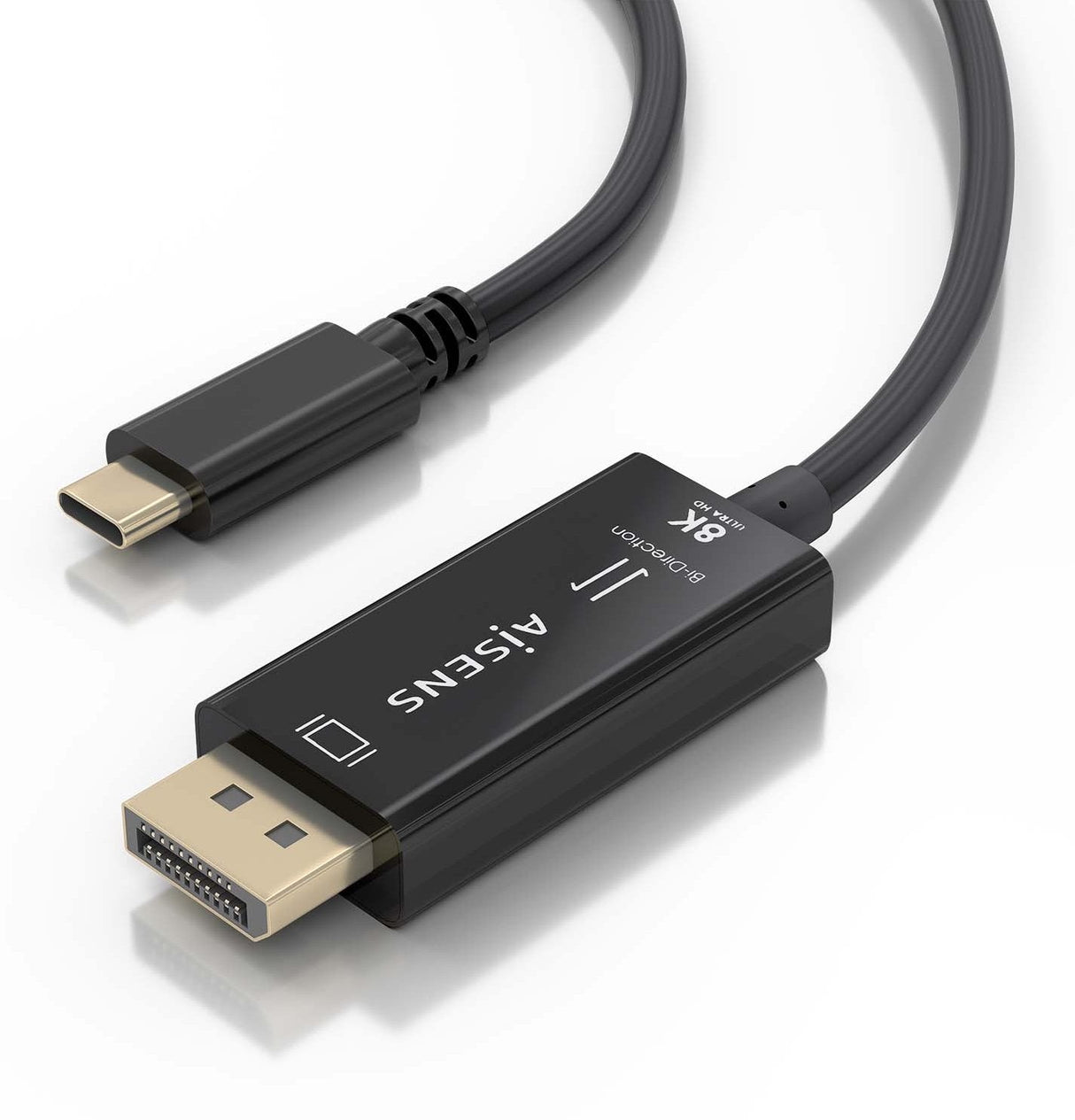 Aisens Cable Conversor Bidireccional Usb-C A Displayport 8k@60hz, Usb-C/M-Dp/M, Negro, 1.8m