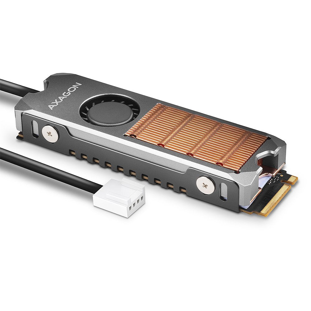 Axagon Clr-M2fan Sistema De Refrigeración Para Ordenador Unidad De Estado Sólido Disipador Térmico/Radiador Gris 1 Pieza(S)