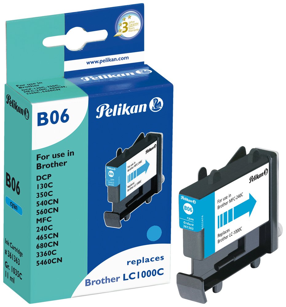 Cartucho Pelikan Brother B06 Lc1000 Cian Compatible