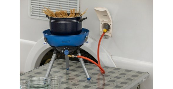 Campingaz Party Grill 400 Caravan Connect Cocina De Gas, Parrilla De Gas Negro/Azul, 30mbar, Con Conexión Para Caravana, Modelo 2023