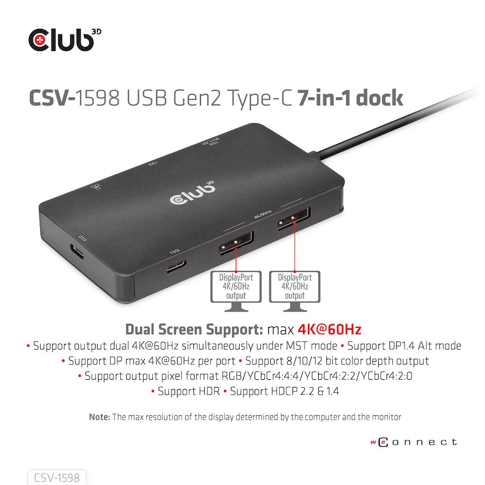 EAN 8719214472528 - CLUB3D CSV-1598 base para portátil y replicador de puertos USB 3.2 Gen 2 (3.1 Gen 2) Type-C Negro imagen 11