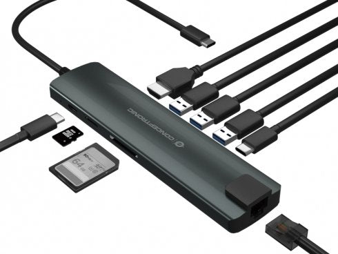 Conceptronic Adapter-Hub Usb-C->Hdmi/Usb-C/3.0/Sd/Tf/Rj45 Gr