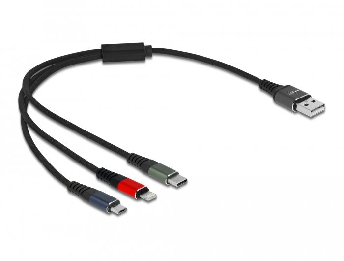 Delock Cable Usb 3 In 1 Para Lightning/Microusb /Type-C 30 Cm