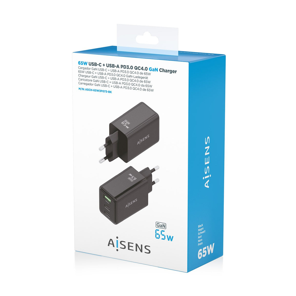 EAN 8435739903957 - AISENS ASCH-65W3P073-BK cargador de dispositivo móvil Cámara digital, GPS, Teléfono móvil, Portátil, Smar imagen 7