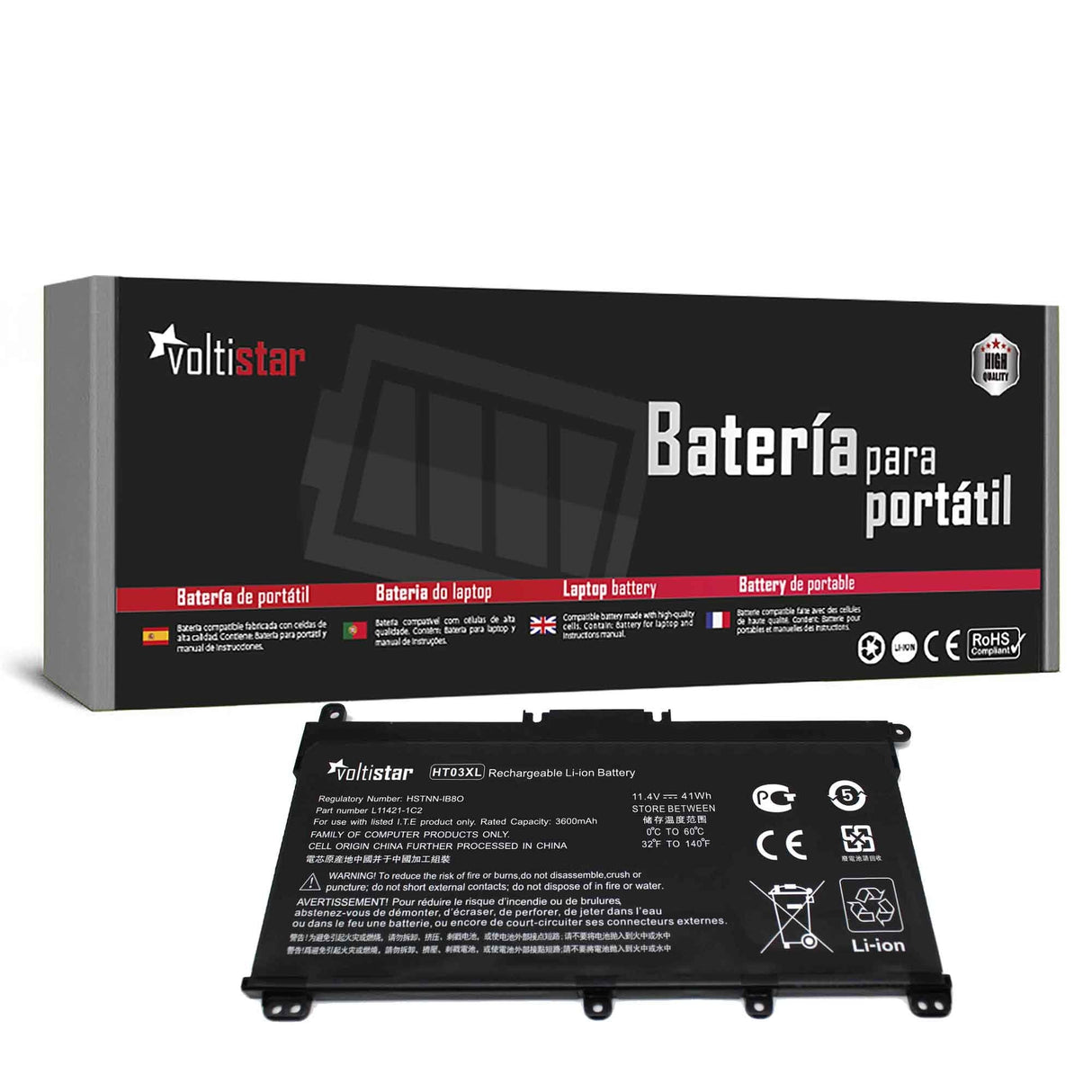 Batería Para Portátil Hp 14-Ce 14-Cf 14-Ck 14-Cm 14-Dg 14-Df Ht03xl