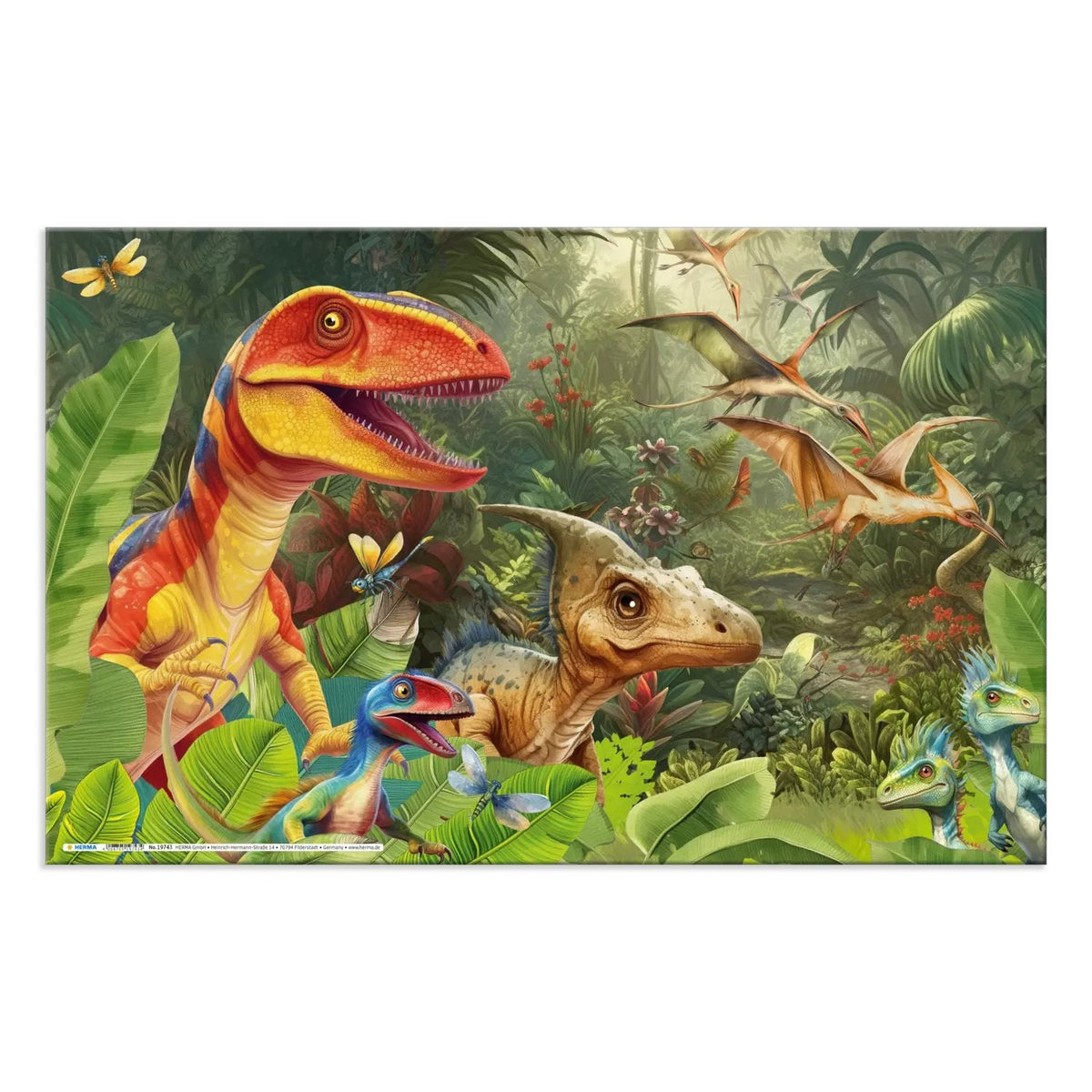 Herma Schreibunterlage Cartón Dino World 55x35 3uds