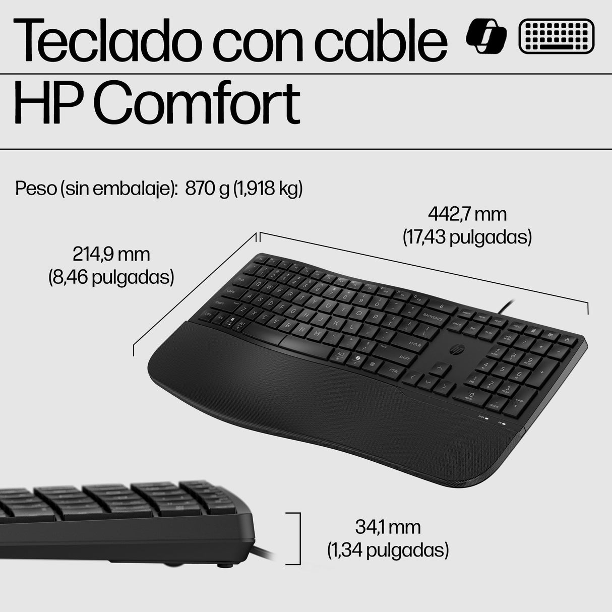 EAN 0197498232454 - HP 480 Comfort Wired Keyboard teclado Hogar USB Negro imagen 3