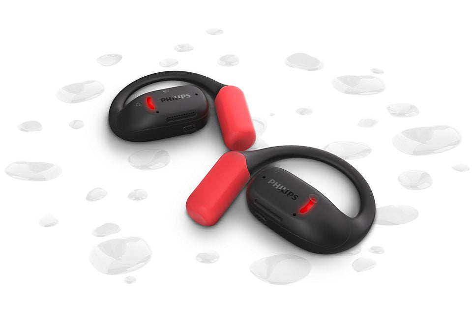 Auriculares Deportivos Bluetooth Philips Taa6709bk Con Estuche De Carga Autonomía 7h Negros Y Rojos