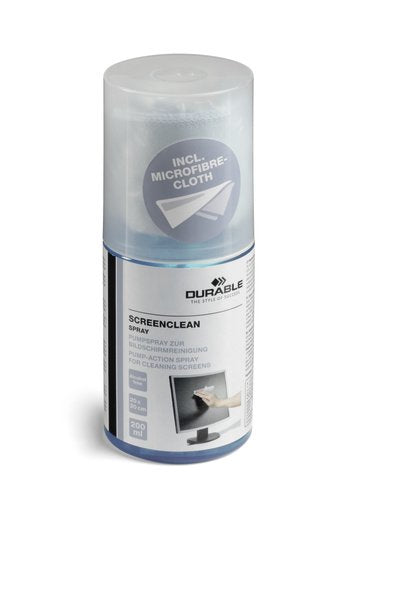 Durable Screenclean Spray 200ml Pump Action Spray + Cloth 582300