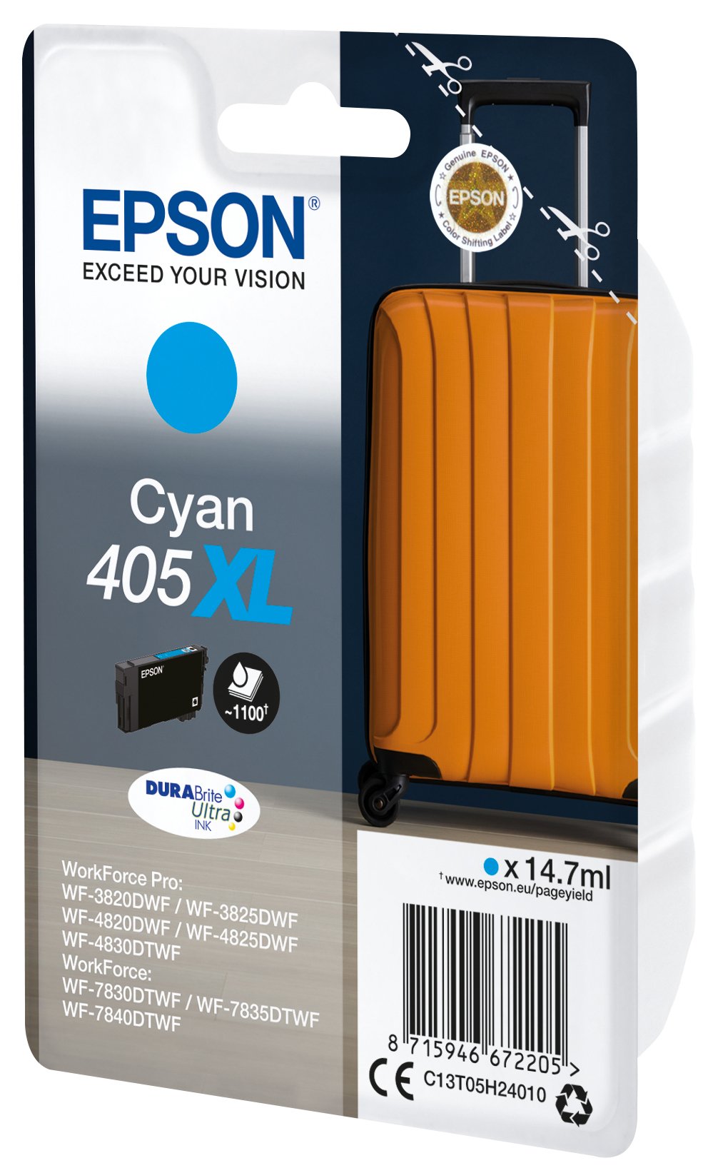 Cartucho Original Epson 405xl Cyan - C13t05h240 Ml-14.7pag-1100