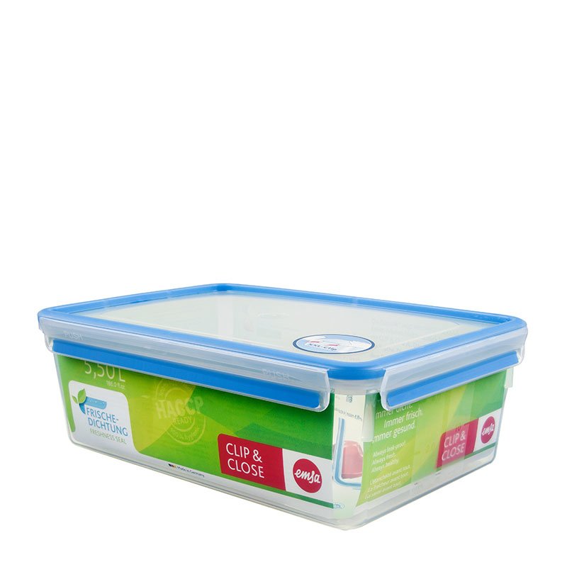 Emsa Clip&Close Contenedor De Almacenamiento De Alimentos 5,5 L, Azul