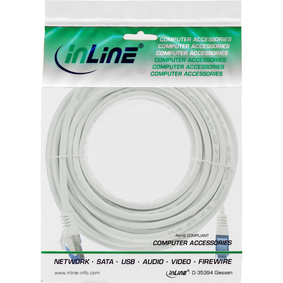 Cable De Red Inline, Cat.6a, S/Ftp, Tpe Flexible, Blanco, 40m