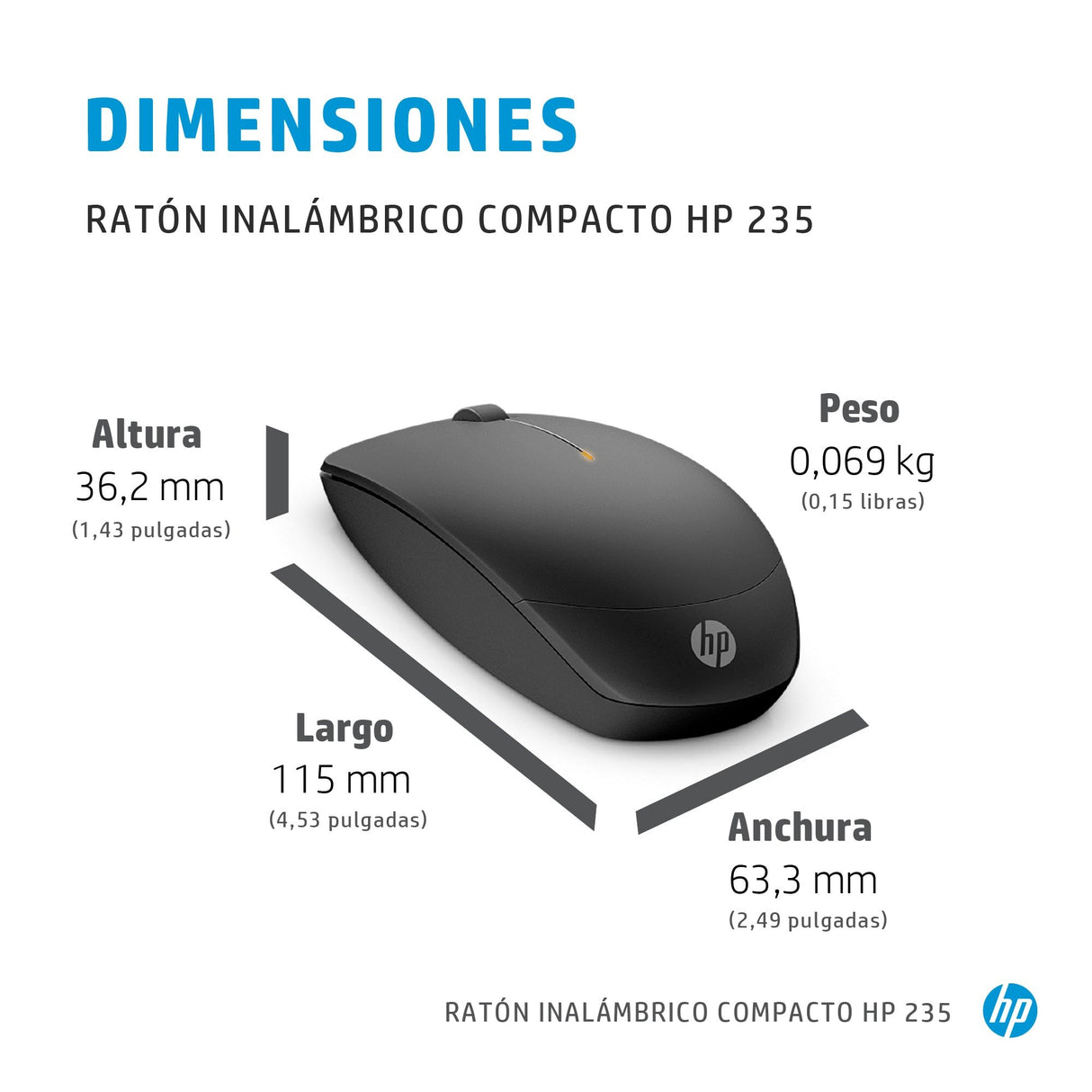 EAN 0196337932944 - HP 235 Slim Wireless Mouse ratón Oficina Ambidextro RF inalámbrico Óptico 1600 DPI imagen 10