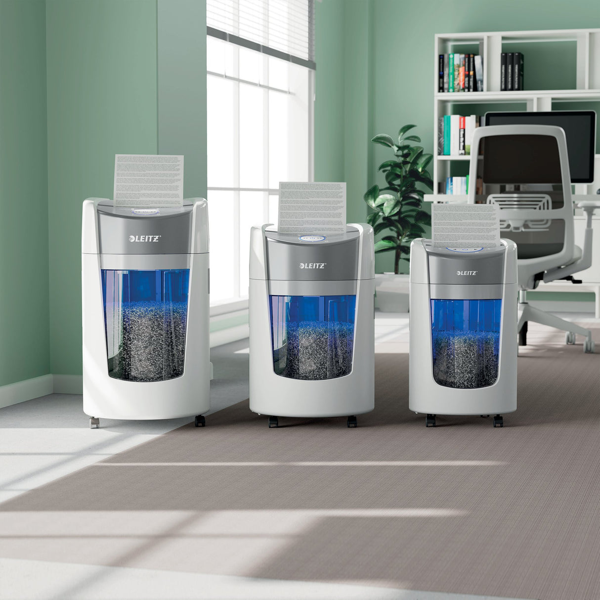 EAN 4002432142415 - Leitz IQ OptiMax Home Office 225 triturador de papel Microcorte 58 dB Gris, Blanco imagen 9