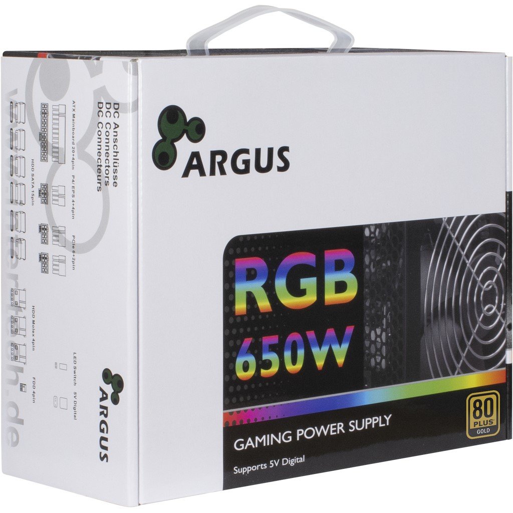 Fuente De Alimentación Inter-Tech Argus Rgb-650w Cm Ii 20+4 Pin Atx Atx Negro