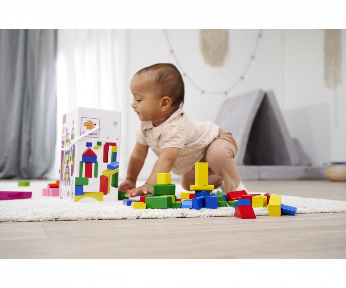 Eichhorn Bloques De Construcción De Madera De Colores 50, Juguetes De Construcción 100050161