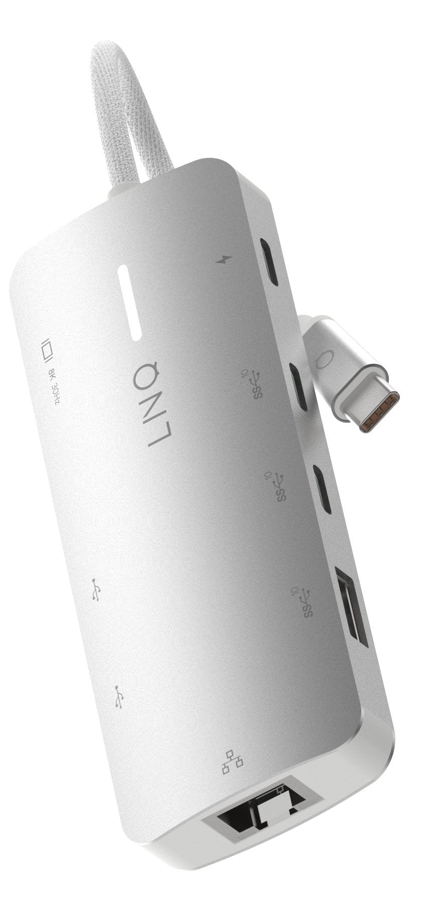 Hub 8 Puertos 8k Pro Usb-C 140w Gris Linq Usb-C/ 1xusb3.2, 1xhdmi, 1xusb-C Pd Hasta 140w, 2xusb-C, 1xrj45 2,5gbps, 2xusb-A