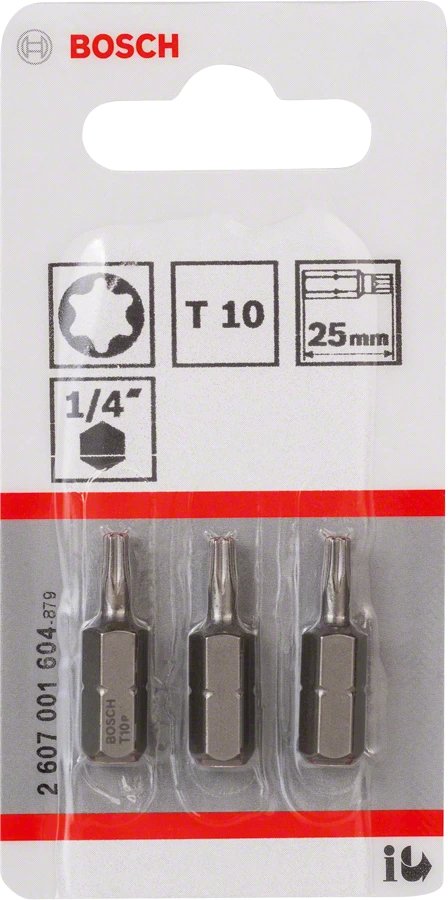 Bosch Punta De Destornillador Extra Dura, T10, 25 Mm, 3 Piezas 2607001604
