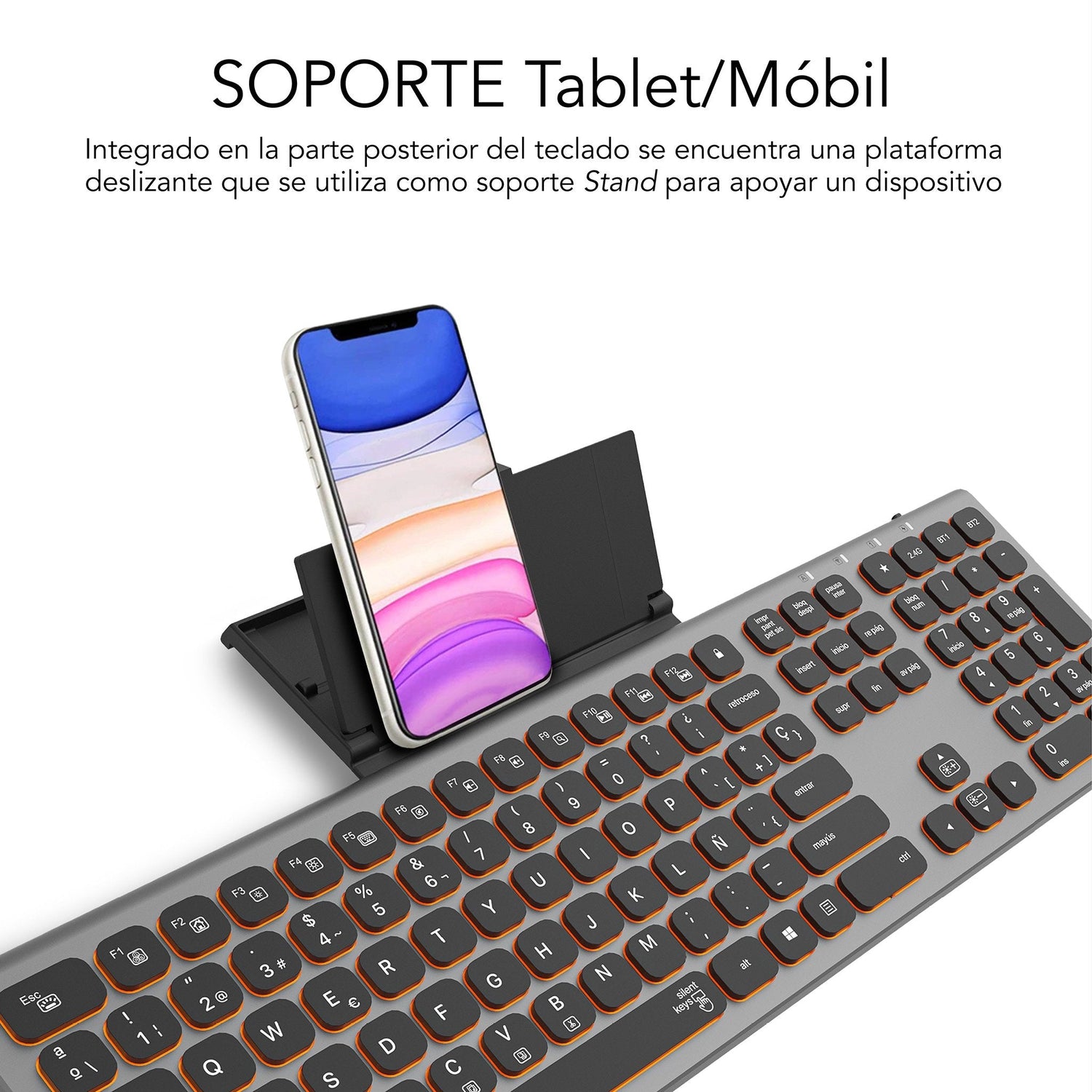 Teclado Español Inalámbrico Subblim Master Gris Y Negro