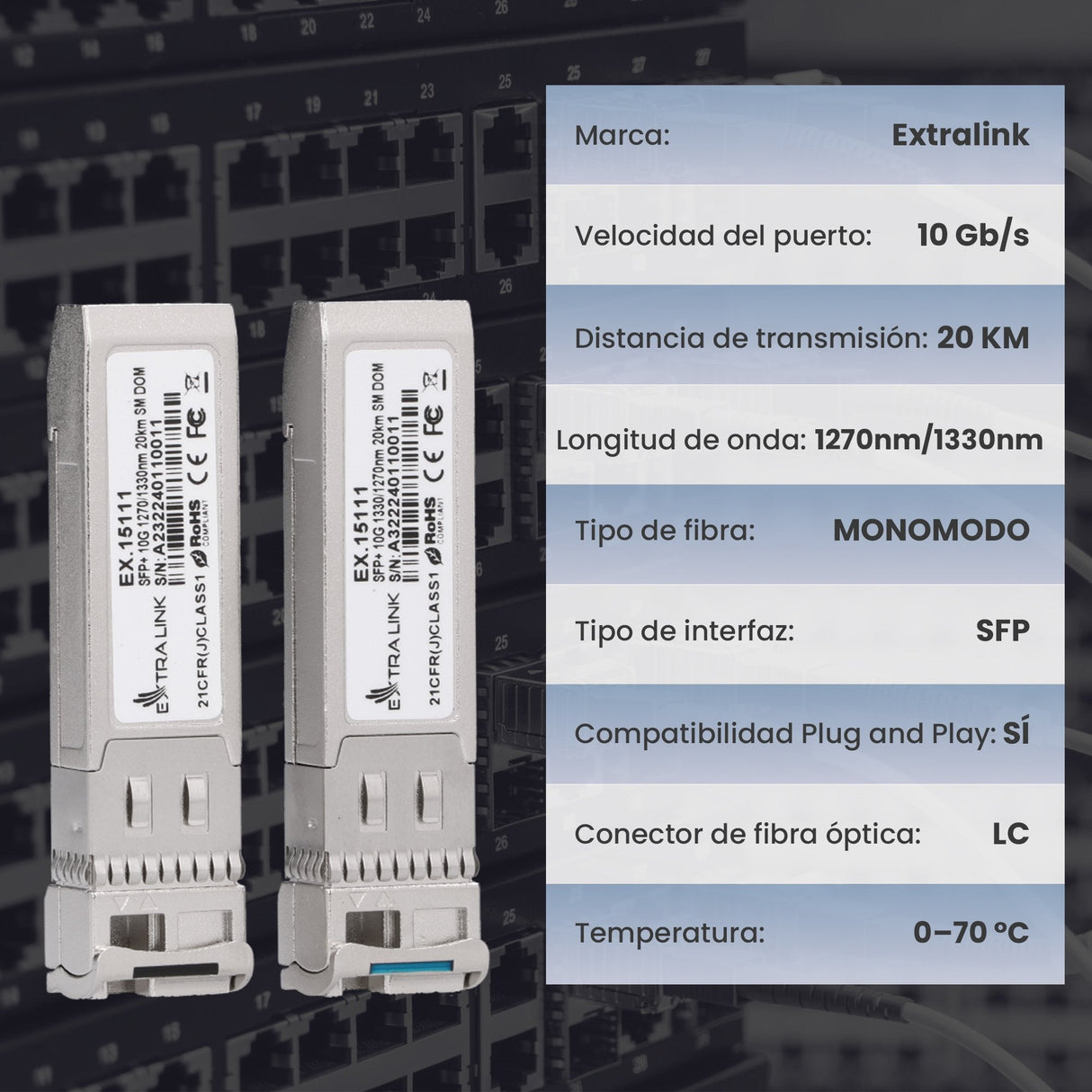 Extralink Sfp+ 10g Wdm 1270/1330nm Sm 20km - Pair (Dedicated To Hp/Aruba)
