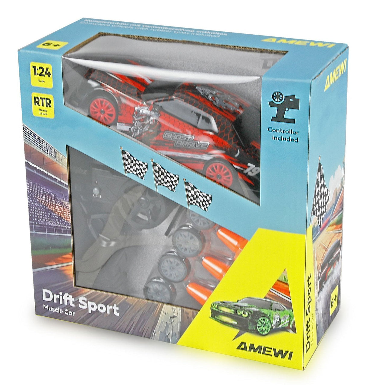 Amewi Drift Sport Muscle Car 4wd 1:24 Rtr Rojo 6+