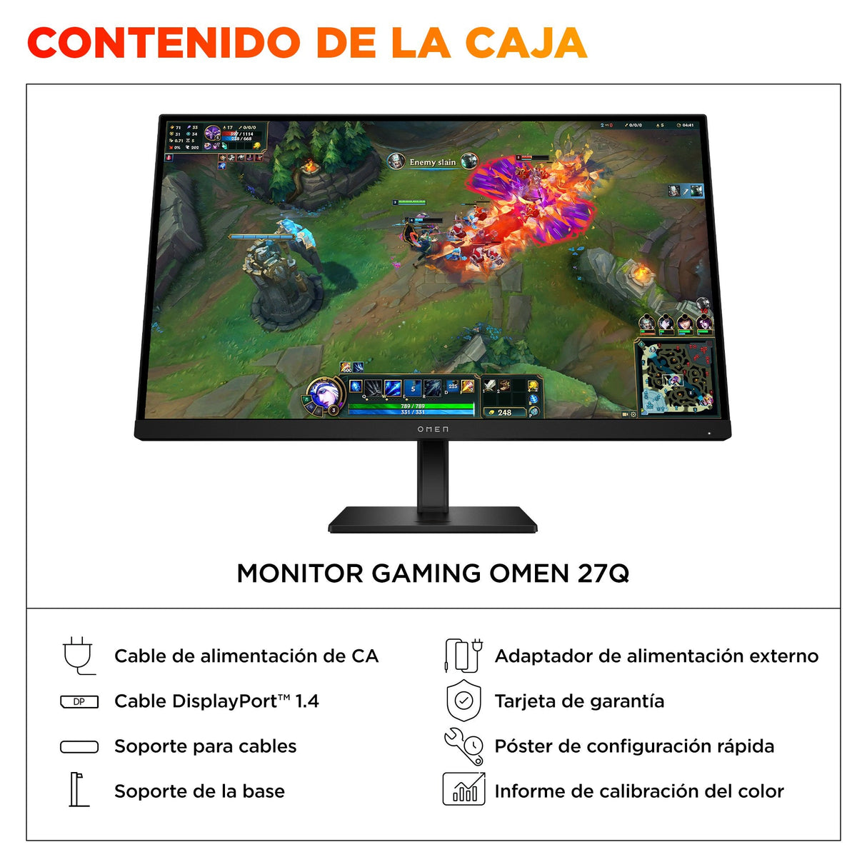 EAN 198701661719 - HP OMEN 27 inch QHD 180Hz Gaming Monitor - 27q G2 pantalla para PC 68,6 cm (27") 2560 x 1440 Pixeles Quad imagen 6