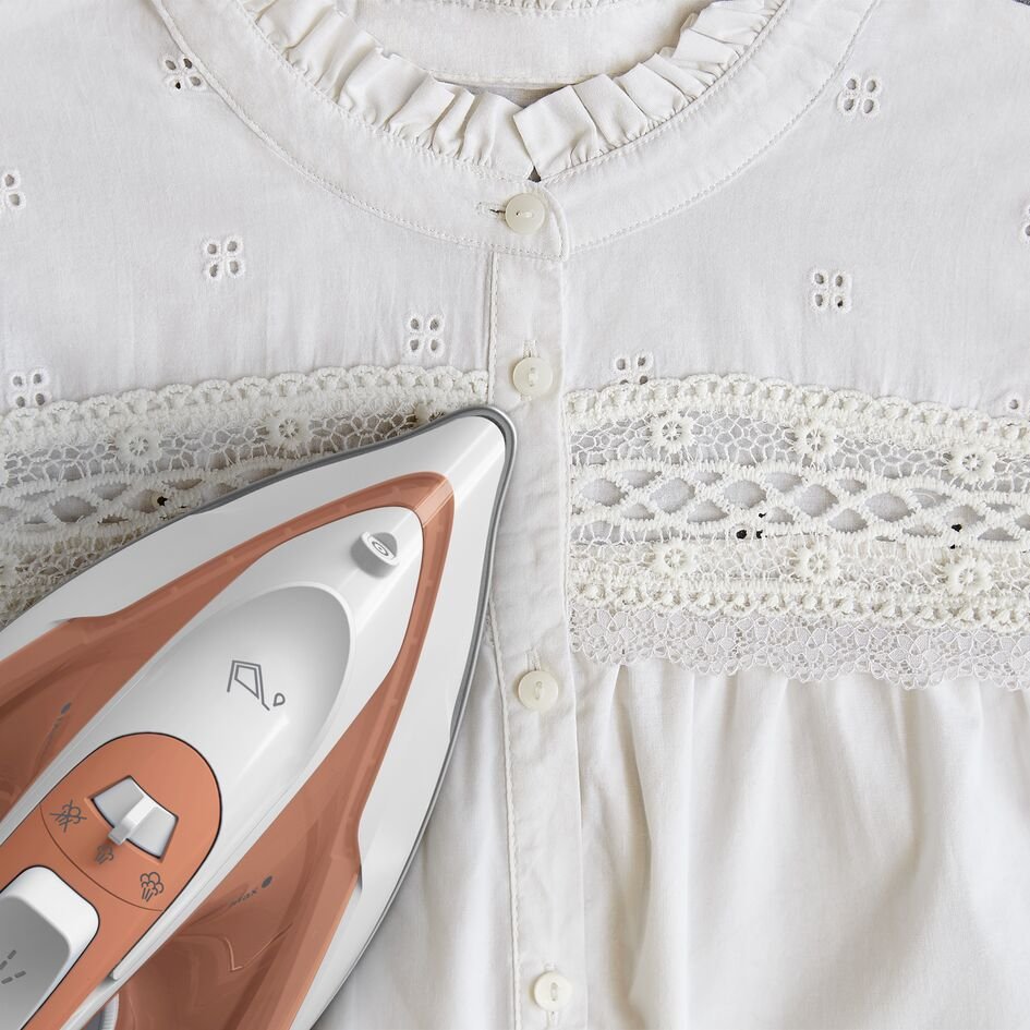 Tefal Virtuo 30 Fv2c40e0 Plancha Plancha Vapor-Seco Suela De Cerámica 2000 W Durazno, Blanco