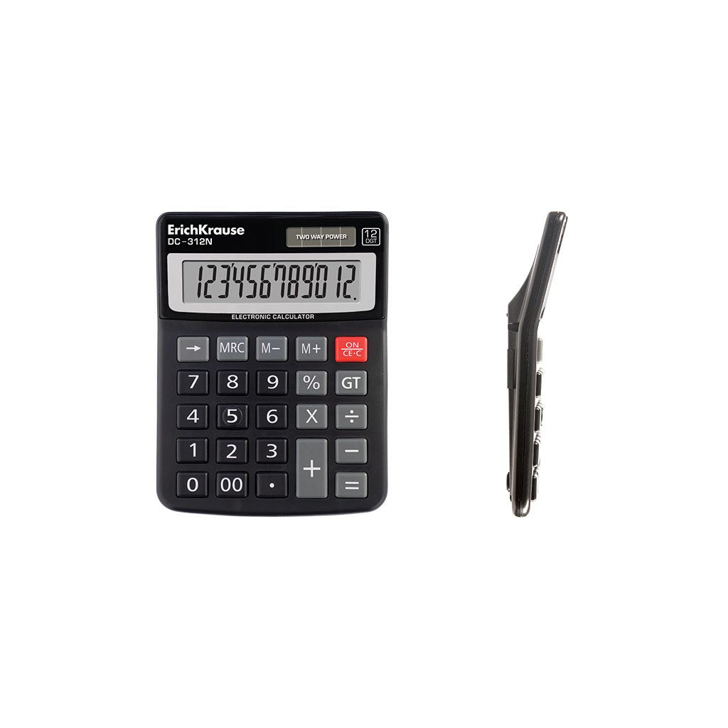 Erichkrause Calculadora Pantalla Lcd De 12 Digitos Solar Negro
