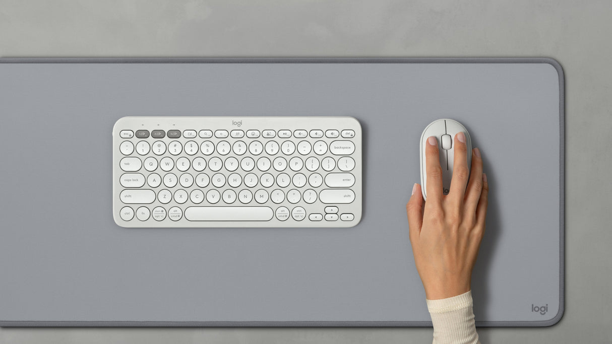 Teclado Inglés + Ratón Logitech Pebble 2 Combo Rf Wireless + Bluetooth Qwerty Internacional De Ee.Uu. Blanco