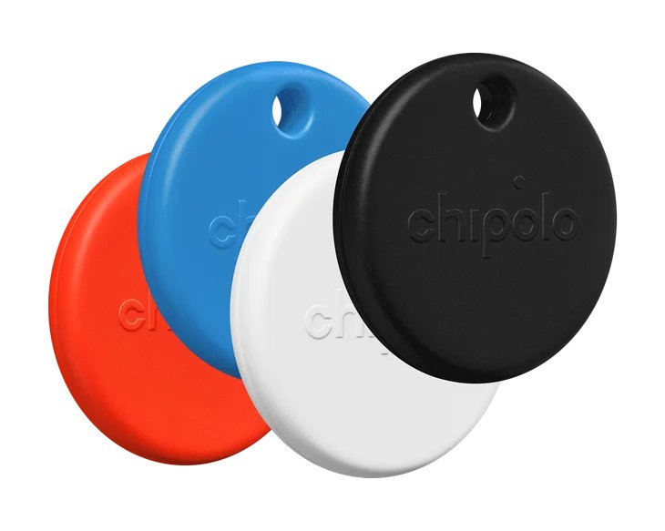 Chipolo Pop 4 Pack - Tracking Tag Compatible With Apple Find My On Iphone (Negro, Rojo, Blanco, Azul)