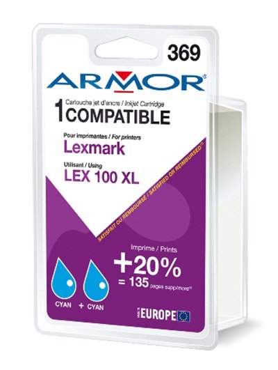 Armor Tinta Compatible Pack 2 Lexmark 100xl 2c Cyan