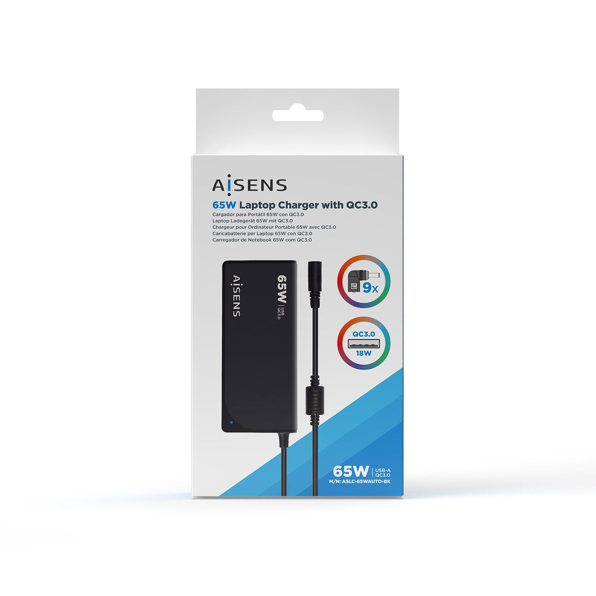 EAN 8436574707137 - AISENS ASLC-65WAUTO-BK adaptador e inversor de corriente Interior Negro imagen 6