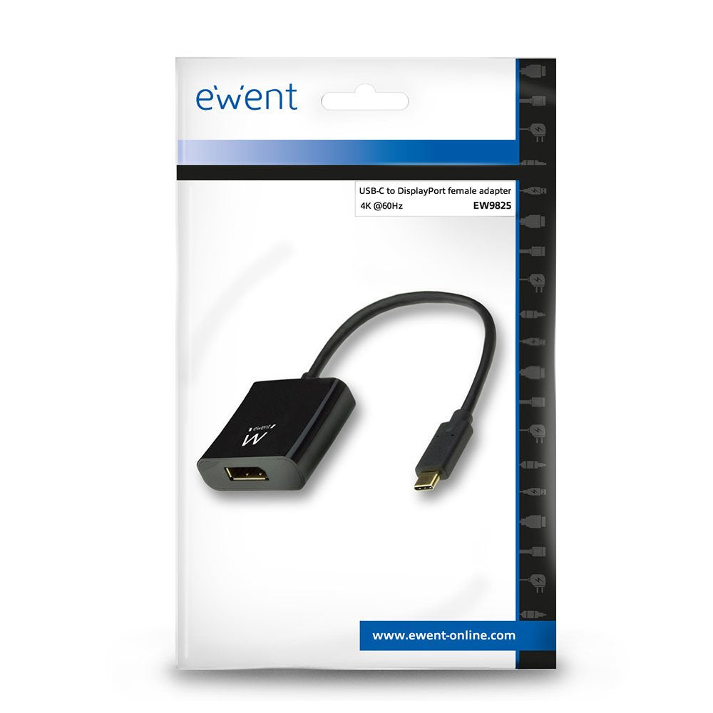 EAN 8054392619618 - Ewent EW9825 adaptador de cable de vídeo 0,15 m USB Tipo C DisplayPort Negro imagen 4