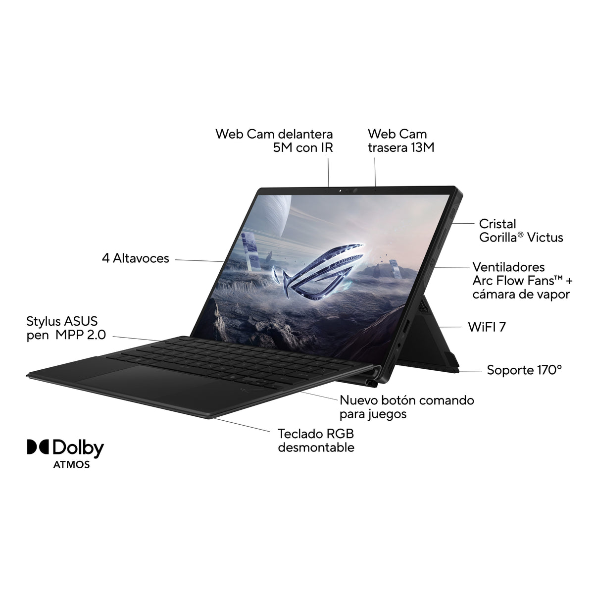 Convertible 2 En 1 Gaming Asus Rog Flow Z13 Gz302ea-Ru008w, Ryzen Max+ 395, 32gb, 1tb Ssd, 13,4", W11 - Plata