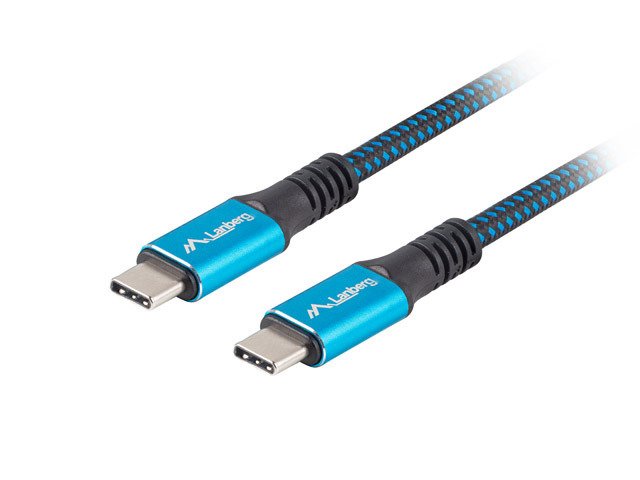 Cable Usb-C 4.0 Lanberg Macho/Macho 0.5m 100w 8k 30hz Negro/Azul
