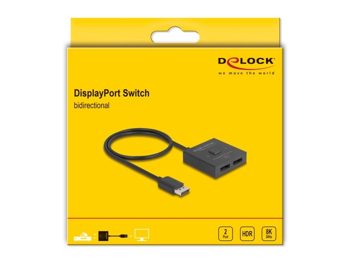 Delock Displayport Switch 2 Auf 1 Bidireccional 8k