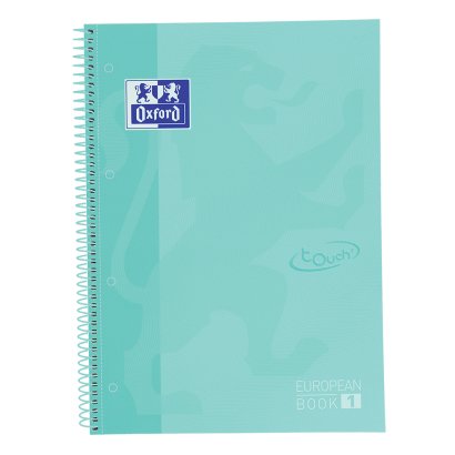 Oxford Cuaderno Europeanbook 1 School Microperforado 80 Hojas 1 Línea Tapas Extraduras Touch A4+ Ice Mint Pastel -5u-