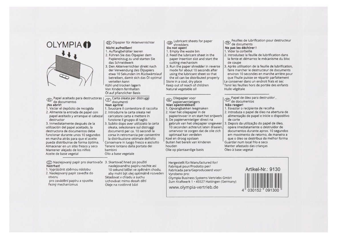 EAN 4030152091300 - Olympia 9130 accesorio para destructoras de papel Aceite lubricante 12 pieza(s) imagen 3