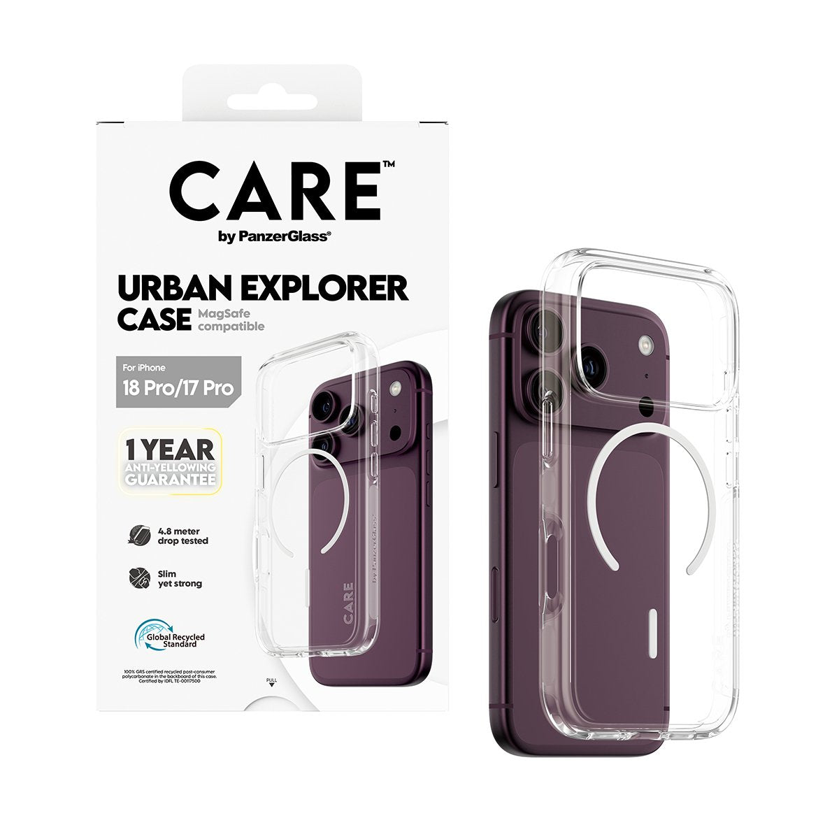 Panzerglass Care Urban Explorer Case Transp. Blanco Magsafe Iphone 18 Pro /17 Pro