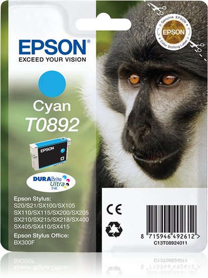 Tinta Original Epson T0892 Cyan Para Epson Stylus Sx100 ,Sx110 ,Sx115,Sx200 ,Sx205,Sx210