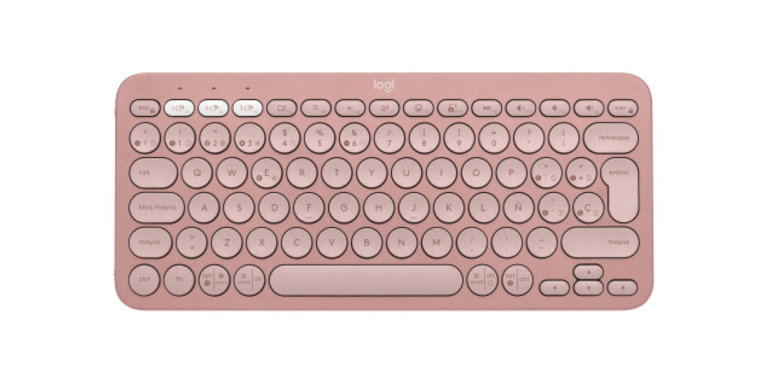 Teclado  Español Logitech Pebble Keys 2 K380s Rf Wireless + Bluetooth Qwerty Rosa