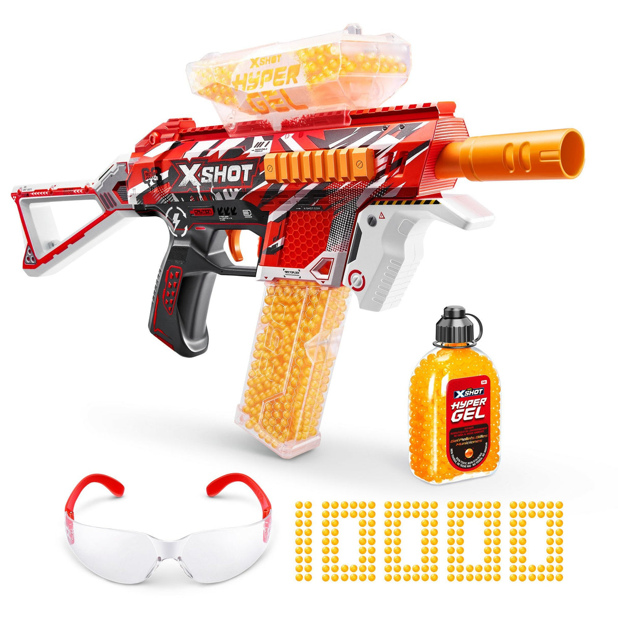 Zuru X-Shot - Hyper-Gel Blaster Trace Fire, Lanzador De Gel Incluye 10.000 Bolas 36621