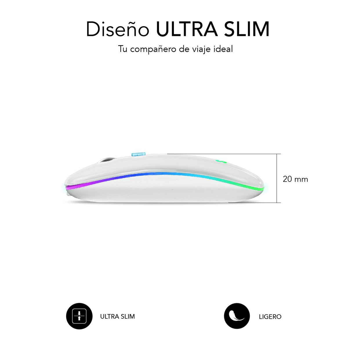 EAN 8436586742034 - SUBBLIM SUBMO-LDFLAT2 ratón Oficina Ambidextro RF Wireless + Bluetooth + USB Type-A Óptico 1600 DPI imagen 4