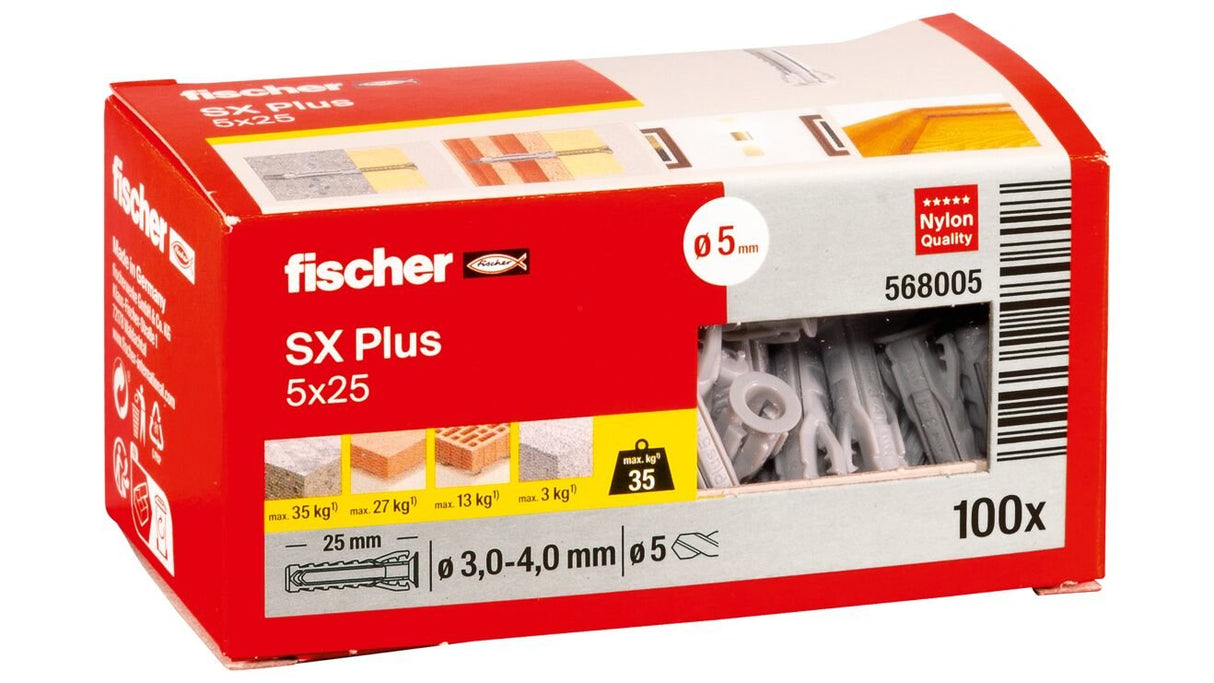 EAN 4048962480818 - Fischer 568005 tornillo de anclaje y taco 100 pieza(s) Anclaje de expansión 25 mm imagen 2