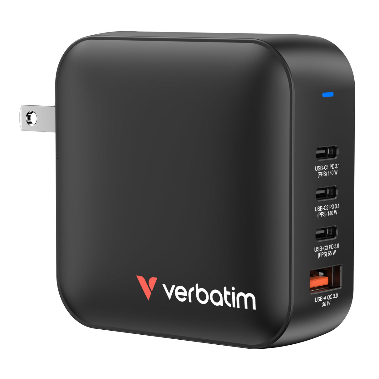Verbatim Mini Gan Charger 165w 3xusb-C 1xusb-A Us/Eu/Uk A.32216
